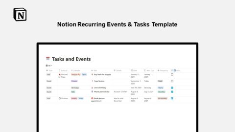 Notion Recurring Events Tasks Template 1