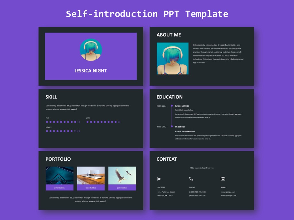 Free Self Introduction PPT Presentation Template
