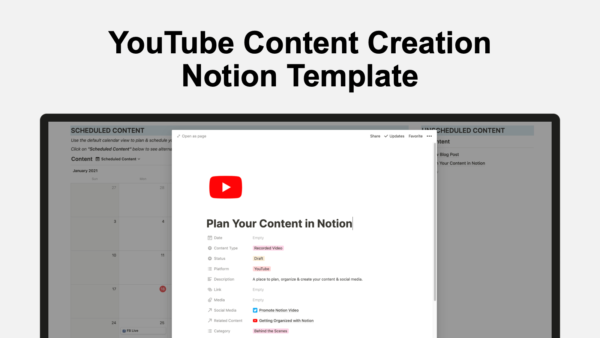 YouTube Content Creation Notion Template cover