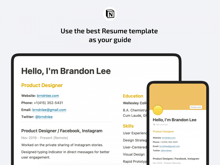 Aesthetic Notion Resume Template 2023 Pro Template Market