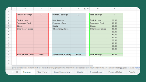 Google Sheets Finances Tracker Spreadsheet Template